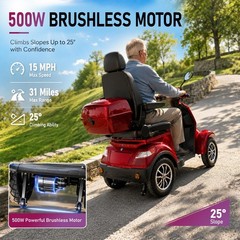 500 lbs 4 Wheel Mobility Scooter 500W All Terrain Fast Mobility Scooter 15 MPH