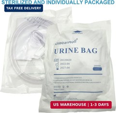 Urinary Drainage Bag with Anti-Reflux Chamber, Urine Bag with 2000 mL Volume, 48