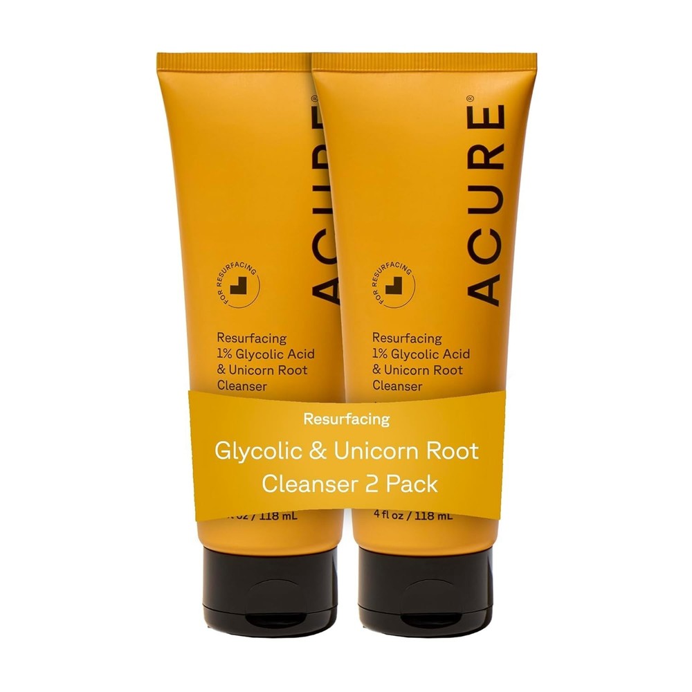 Acure Resurfacing 1% Glycolic Acid & Unicorn Root Cleanser Exfoliating Face Wash