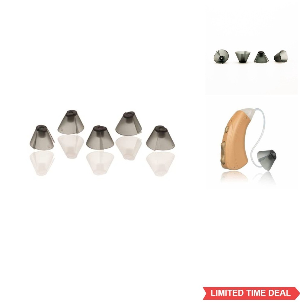 Hearing Aid Domes Tulip Tips Dark Gray 5 Pack Universal Fit Standard Receiver