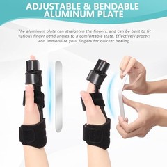 fibee Trigger Finger Splint, Adjustable Two Small-Medium (Pack of 1), Black