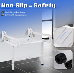 21” Folding Shower Seat Wall Mounted 660lb Fold Down with Spring No Instructions