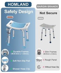 Adjustable 400 lbs Shower Chair with Suction Feet for Elderly & Disabled Bath…