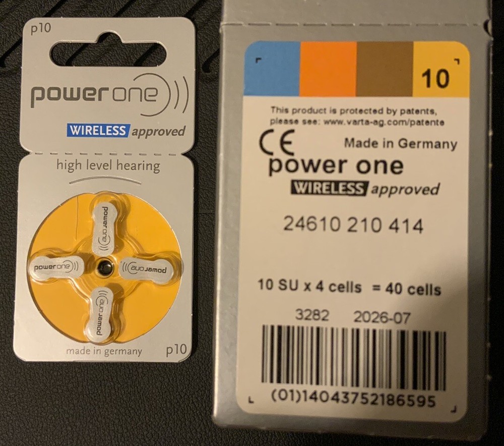 Power One Size 10 Zinc Air Hearing Aid Batteries (40 batteries)