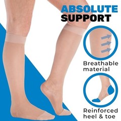 Made in USA – Sheer Compression Socks for Women 15-20 mmHg – Medium Nude