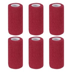 4″ x 177″ 6 Pcs Self Adhesive Bandage Wrap Elastic Self Tape Wine Red