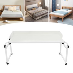 Height Adjustable Overbed Table, Overbed Table with Wheels, Over Bed Desk White