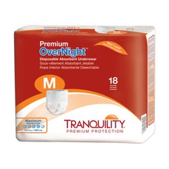 Tranquility Premium Overnight Absorbent Brief, Medium, 34“-48“, Pack of 18