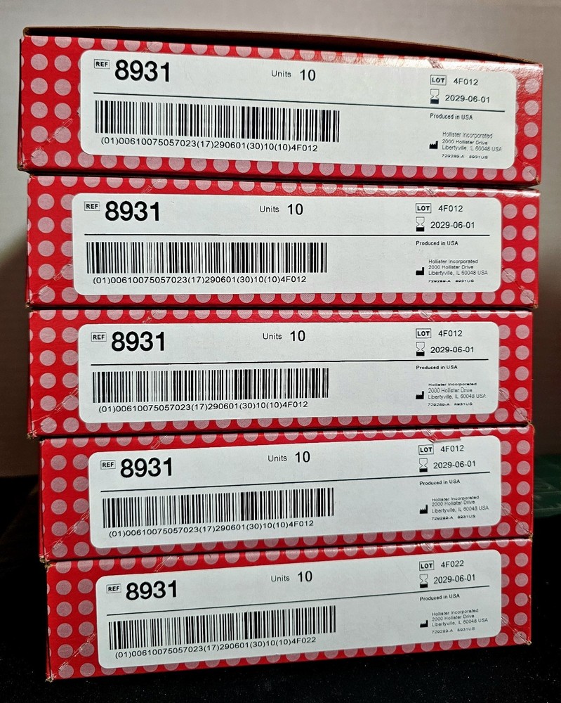 5 Boxes Hollister 8931 One Piece Drainable Ostomy Pouch 50 total Exp 06/01/2029