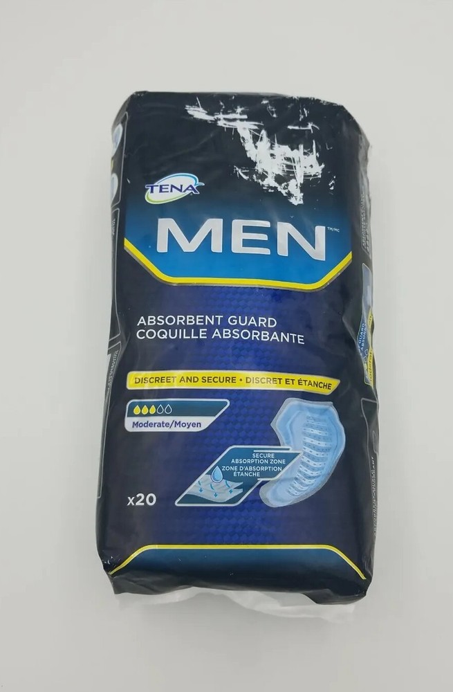 Tena Incontinent Pads Men 8″ Large Contoured Moderate 20 Ct New