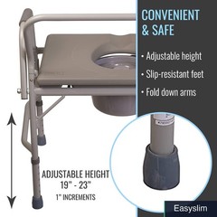 Bedside Commode Chair, Portable Toilet, 500 lb Capacity, 19-23 Inch