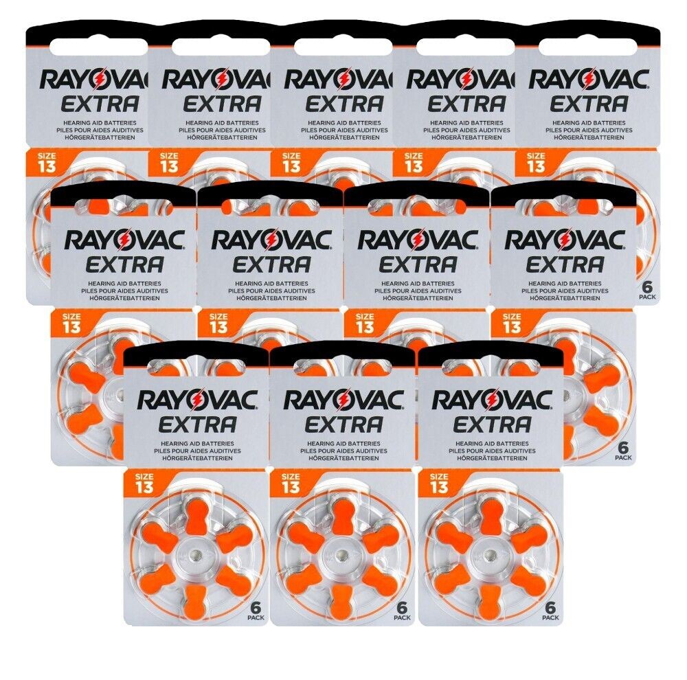 72 Rayovac Extra Advanced Size 13 Pr48 Hearing Aid Batteries 1.45V Zinc Air 6Bl