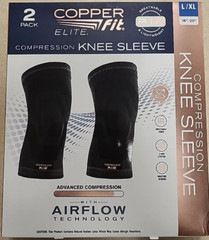 Copper Fit Elite Compression Knee Sleeve W/Air Flow Technology. 2 Pack. L/XL