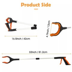 Foldable Garbage Pick Up Grabber Tool Rotating Jaw & Magnet Trash Picker 32”