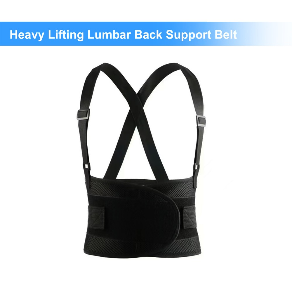 Heavy Duty Weight Lift Lumbar Lower Back Waist Support Belt Brace Suspender Work