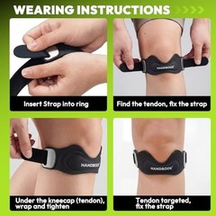 Patellar Tendon Support Strap, Silicone Knee Brace for Men Women, Adjustable Pat