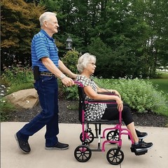 Lightweight 20 lb Foldable Transport Wheelchair with 19“ Seat – Pink Elegance