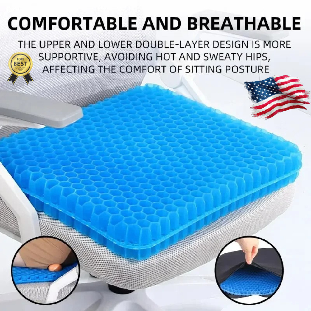 Honeycomb Breathable Gel Seat Cushion Cooling Double Thick Egg Sitting Pad Mat