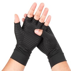1 Pairs Copper Arthritis Compression Gloves Hand Support Joint Pain Relief Black