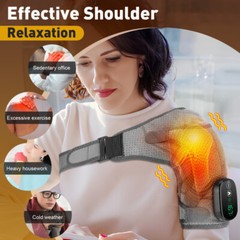 Touch Screen Heated Vibration Shoulder Massager Brace Joint Support Relief Pain