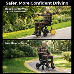 Upgraded 100% Carbon Electric Wheelchair, 22lb Intelligent Power Wheelchair