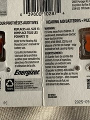 NEW Energizer Size 13 HearingAid Batteries, Free Ship,16 Zinc Batteries 0Mercury