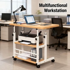 Medical Overbed Bedside Table with Two Shelves and Wheels (Hospital and Home