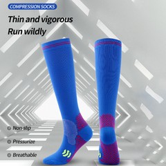3 Pair Compression Socks Black+Blue+White Blood Circulation Promotion Stockings