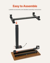 Uimoso Overbed Table Mobile Bed Side Desk with Electric Lifting & 4 Wheels Wood