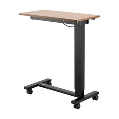 Uimoso Overbed Table Mobile Bed Side Desk with Electric Lifting & 4 Wheels Wood