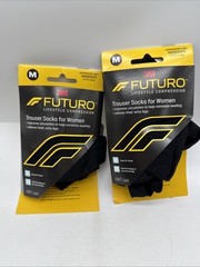 (2) Futuro Trouser Socks Women ￼ Compression Knee Medium Black COMBINESHIP