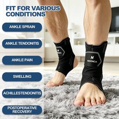 Ankle Brace with Dual Metal Side Stabilizers for Men & Women, Medium, Black