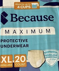 Set Of 2 Because Overnight Protective Underwear Postpartum 20 Count 40 Total XL