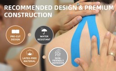 K Tape Precut Strips (40 Count, 10″) | Latex-Kinesiology Tape for Sports |