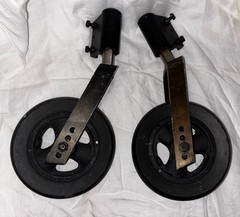 Pair Quickie Iris Tilt Wheelchair Swivel Front Forks & Caster Pr1mo Wheels VGUC