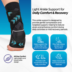 Caspe 2X Ankle Support Brace Compression Sleeve Socks Elastic Foot Pain Relief