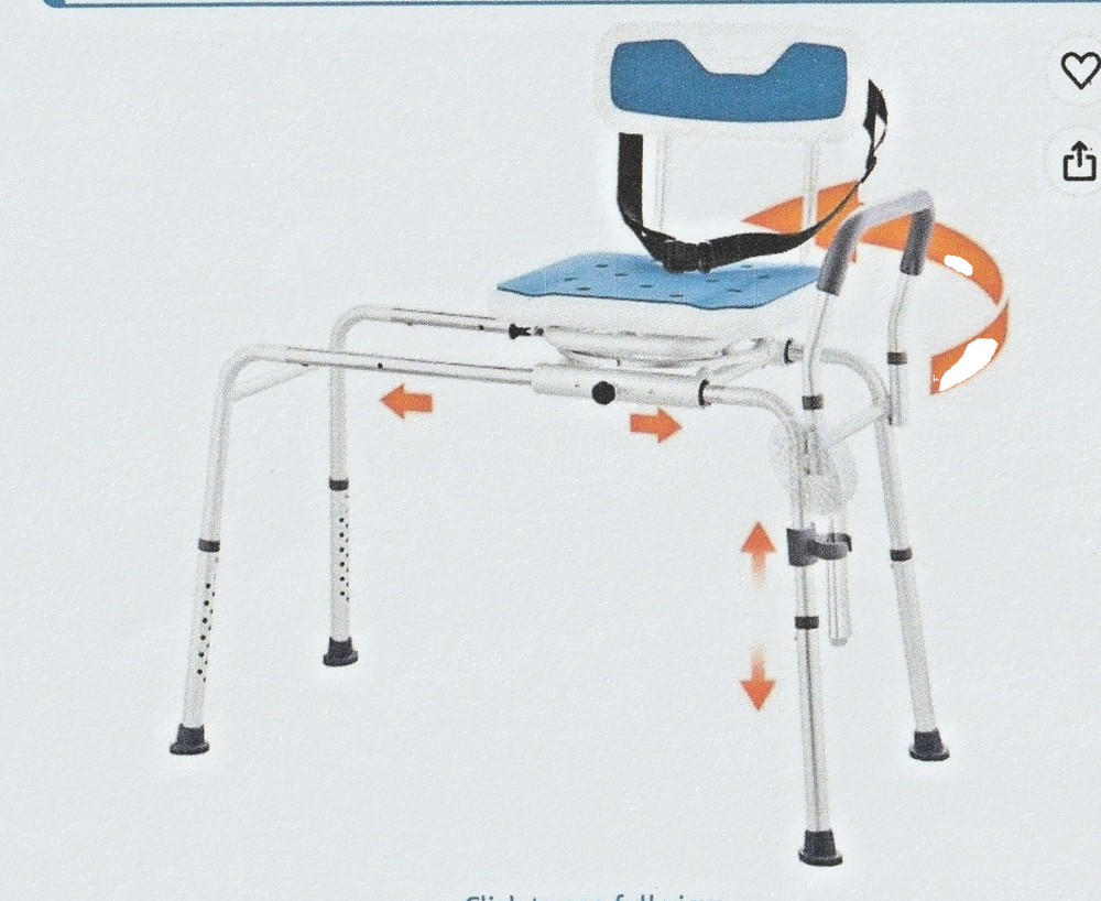 Sliding Tub Transfer Bench Bath Shower Chair w/360 Degree Swivel Seat 300 lb