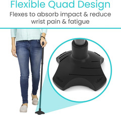 Self Standing Cane Tip 3/4 Inch Heavy Duty Quad Rubber Replacement All Terrain