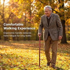 Handcrafted Solid Wood Walking Cane, 3-Section Detachable Brass Joints, Ergon…