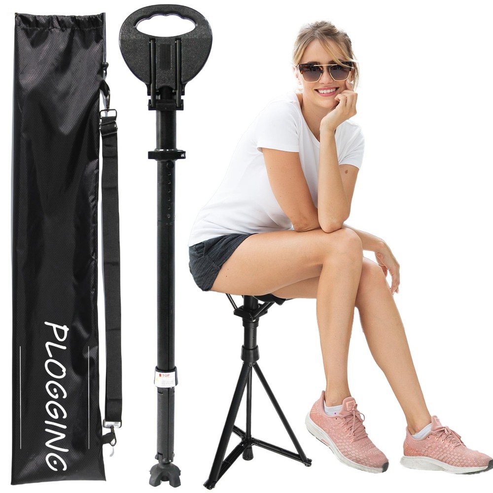 Walking Cane with Seat Folding Lightweight, Portable Cane Seat with Carry Bag…