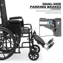 [FDA APPROVED]Folding Reclining Medical Transport Wheelchair w/Removable Armrest