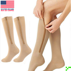 3x Zip-Up Compression Socks 20-30 mmHg Closed Toe With Zipper Pain Relief Unisex
