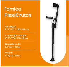 Famica Flexi Crutch – Forearm Crutches For Adults/seniors – Open Cuff