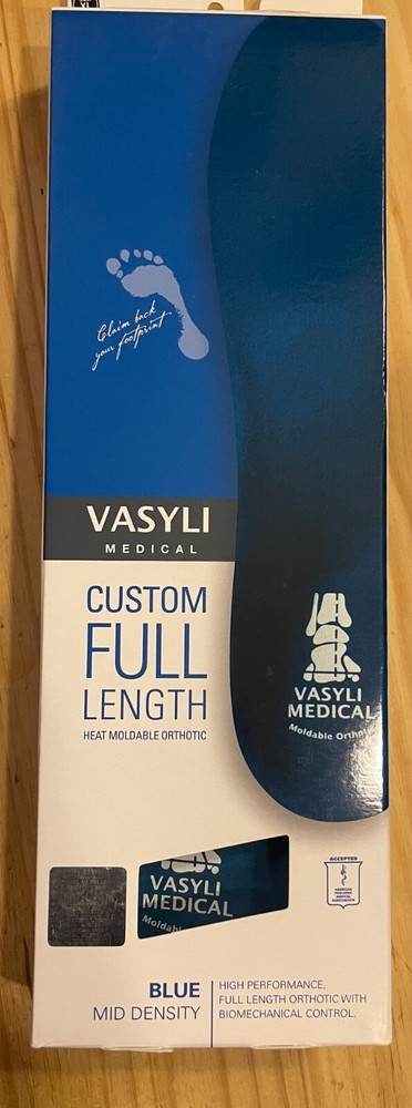 Vasyli Custom Full Length Heat Moldable Orthotics Blue Mid Density KIDS LARGE