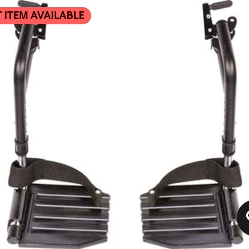 Invacare T93HAP Painted Hemi Footrest Pair with Aluminum Footplate and Heel Loop