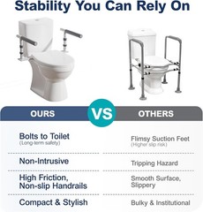 Height Adjustable 500lb Toilet Safety Rails Grab Bars