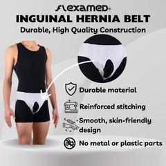 Medium White Left Side Inguinal Groin Hernia Truss With Compression Pad