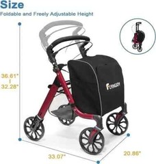 FlyingJoy Rollator Walker-4-Wheels Trolley for Elderly & Shopping Up to 300 LBS