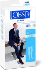 JOBST forMen Ribbed Thigh High Dot Band Closed Toe 15-20mmHg (Black) Medium