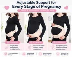 3 in 1 Maternity Support Belt Pregnancy Belly Band Back Brace Beige L XL 2XL